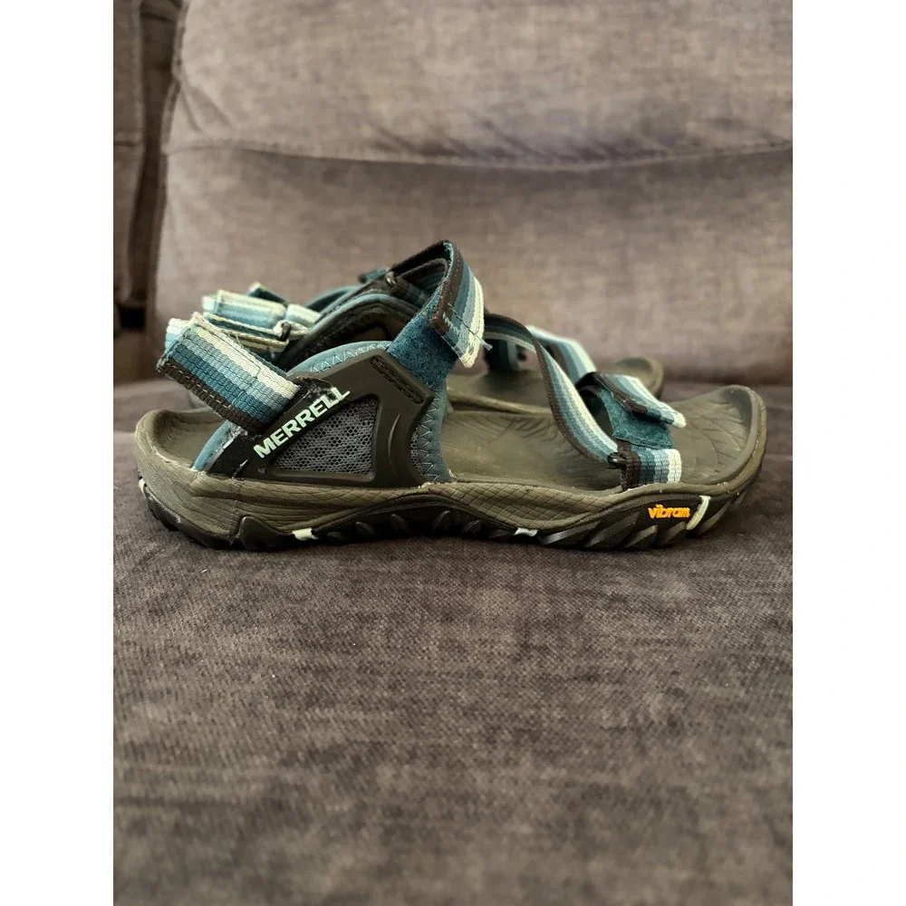 Merrell Sea Pine J37808 Blue Striped Athletic Hiking Sandals Vibram Women 5 Kids